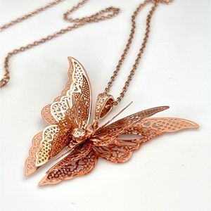 Handmade Rose gold Butterfly charm necklace. New never worn. 18” long chain